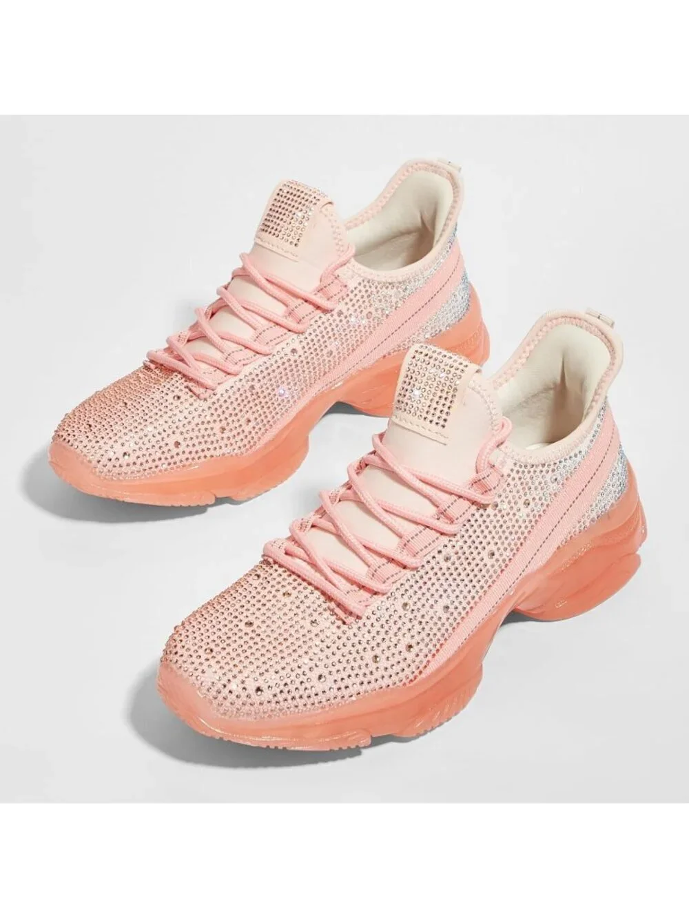 Women Nude/White Rhinestone Mesh Slip On Breathable Spakle Glitter Sneaker Shoes